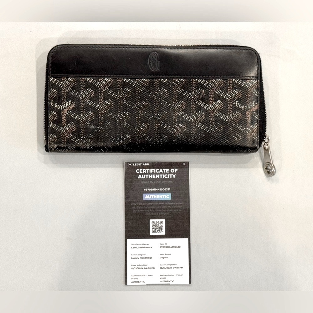 Goyard Black and Brown Zip-Around Continental Wallet